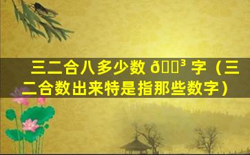 三二合八多少数 🐳 字（三二合数出来特是指那些数字）